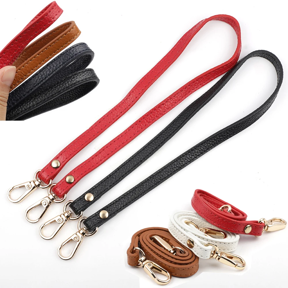 Cow Leather Bag Handle Women Shoulder Lychee Pattern Bag Strap Replacement for Crossbody Bags Accessories Width 1cm Length 55cm