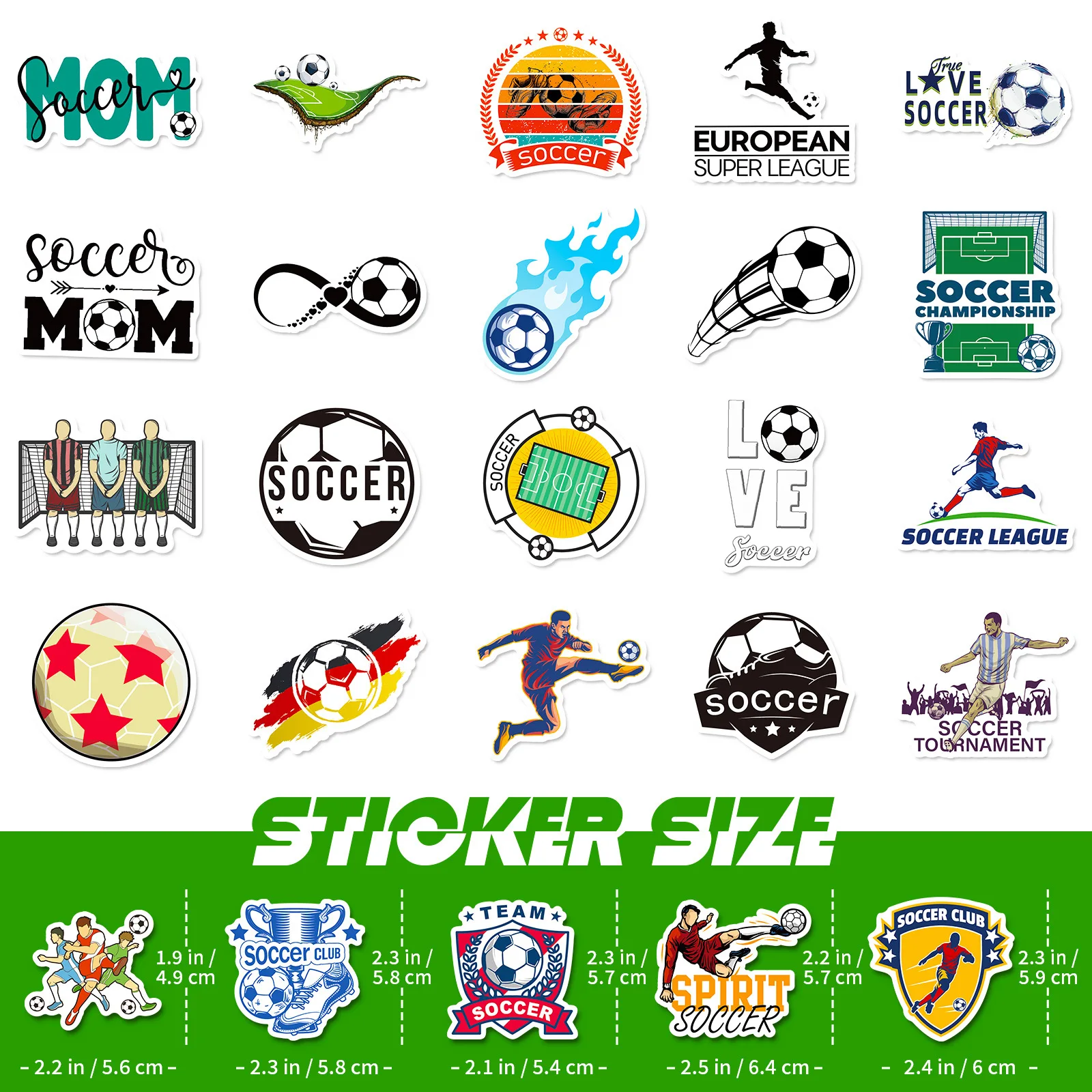 10/25/50pcs Football Soccer Club Aesthetic Stickers Graffiti for Skateboard Car Helmet Suitcase Water Bottle Phone Laptop