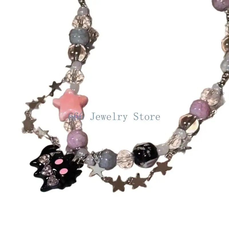 F2TD Adjustable Chain Necklace Black Funny Necklace Perfect for Trendsetters