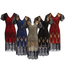 1920s Fringe Dress Great Gatsby Cocktail Party Sequin Beaded Dress Wedding Banquet Dress