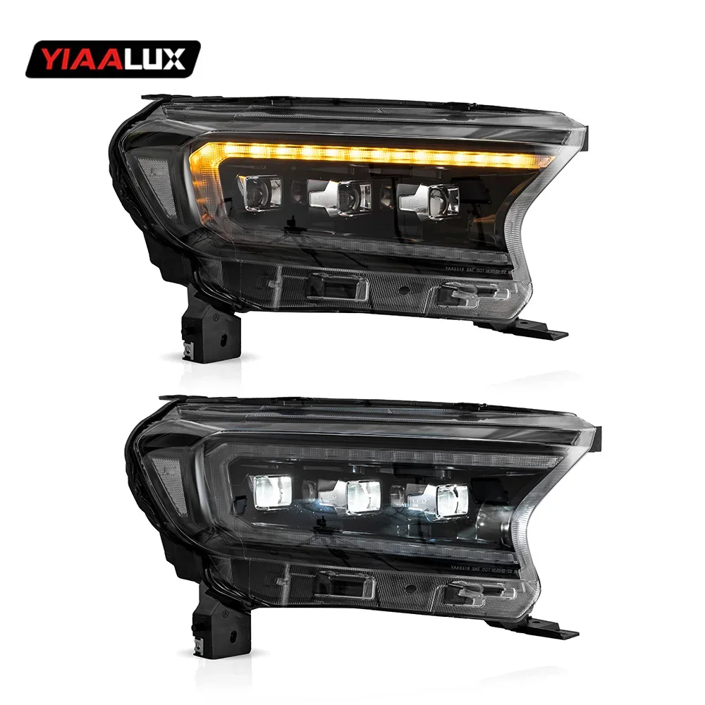 Vland For 16-20 Ford Ranger Headlamp Assembly Modified Full Led Lens Daytime Running Light Streamer Steering