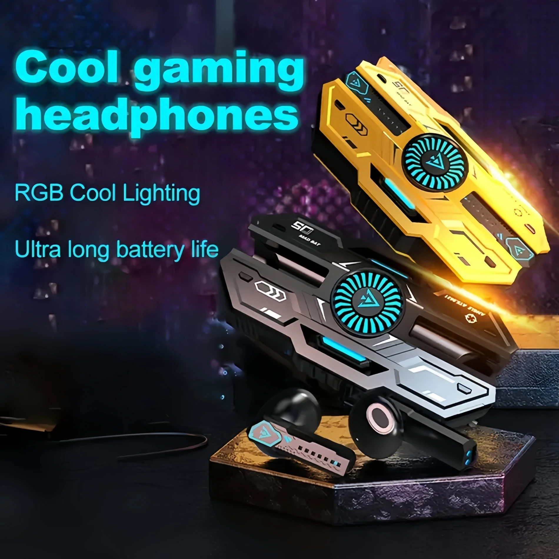 سماعات أذن لاسلكية مع الكمون المنخفض للغاية، سماعات أذن بلوتوث للألعاب بلوتوث 5.49، وقت الاستماع لمدة 36 ساعة، ميكروفونات شفافة،