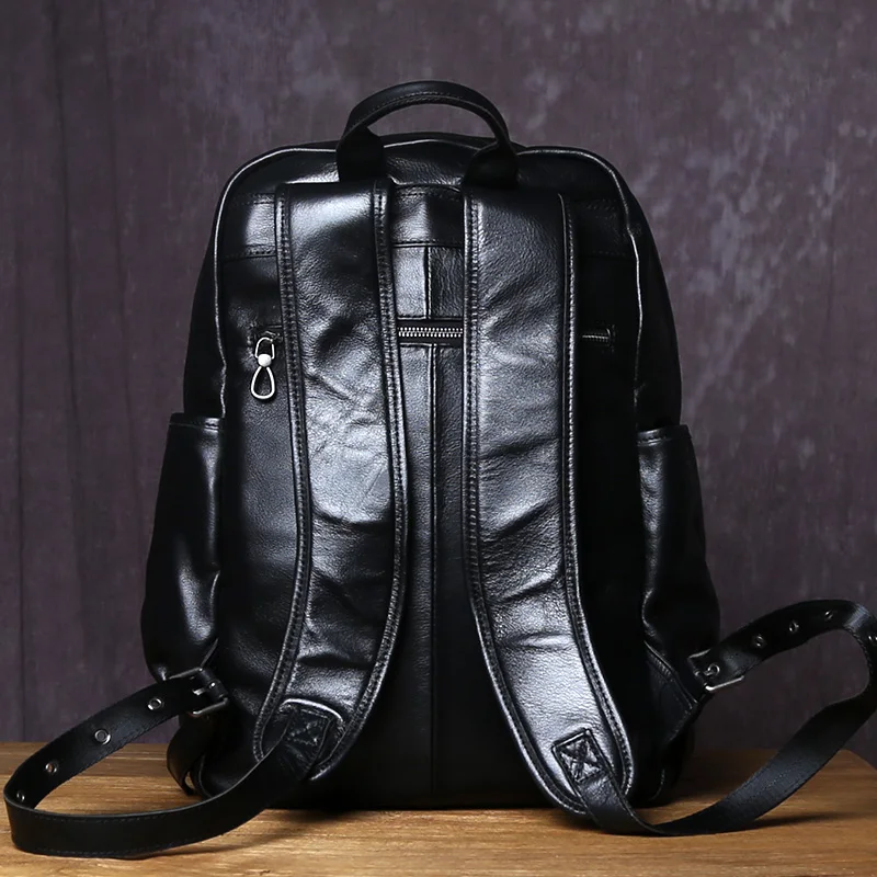 Natürlicher Oberschicht-Rindsleder rucksack für Herren-Freizeit mode Computer tasche aus echtem Leder mit großer Kapazität