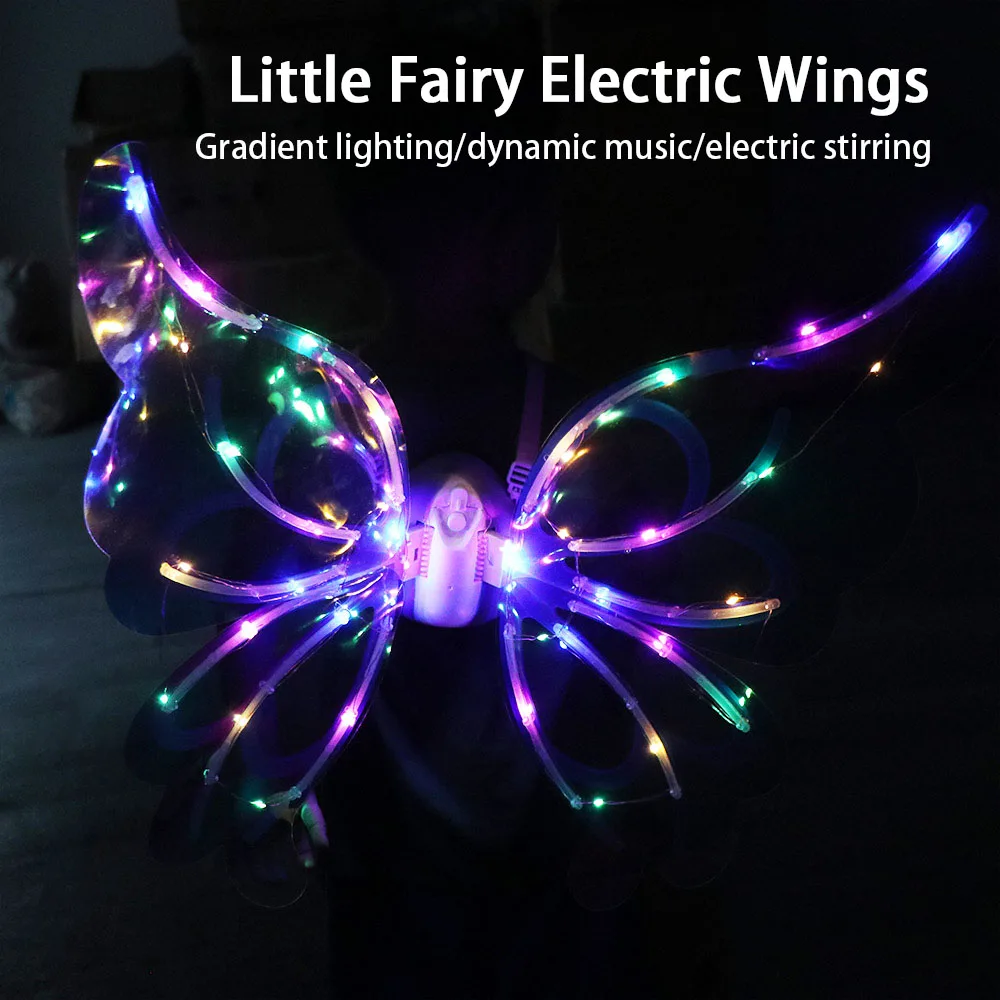 Creative LED Electric Butterfly Wings with Light Music Moving Wings Glowing Electric Fairy Wings Shimmering Colorful Shiny