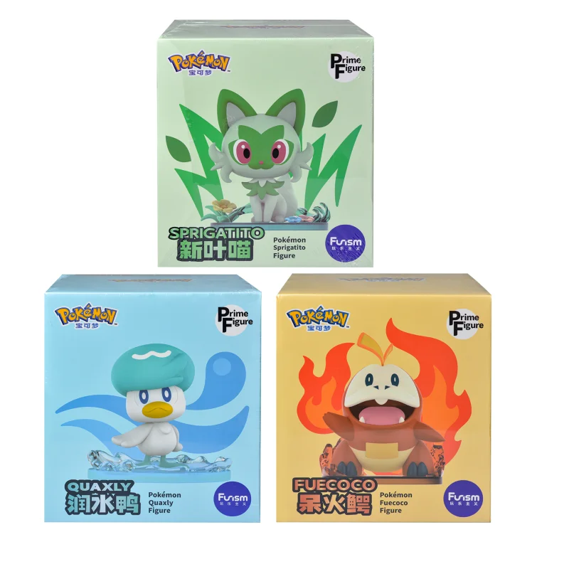 3 Stijl Pokemon Anime Actiefiguren Sprigatito Fuecoco Quaxly Grote maat Echt Desktop Ornamenten Model Speelgoed Kid's Verjaardagscadeau