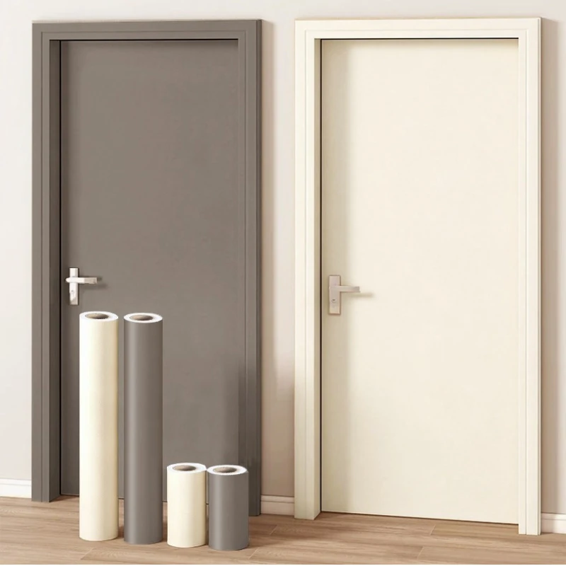 Self‑Adhesive Vinyl Door Film Full Wrap Renovation Sticker Color Change Cover for Old Wood Door Door Frame Hide Defect Bedroom