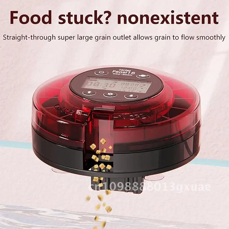 

Automatic Fish Feeder for Aquarium, Food Dispenser Rechargeable Timer, with Timer, Cable, Display USB LCD
