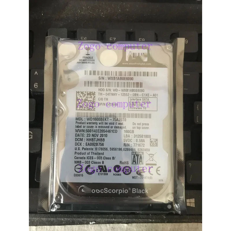 

For WD1600BEKT 160G Laptop Hard Drive SATA 7200 RPM Black Drive