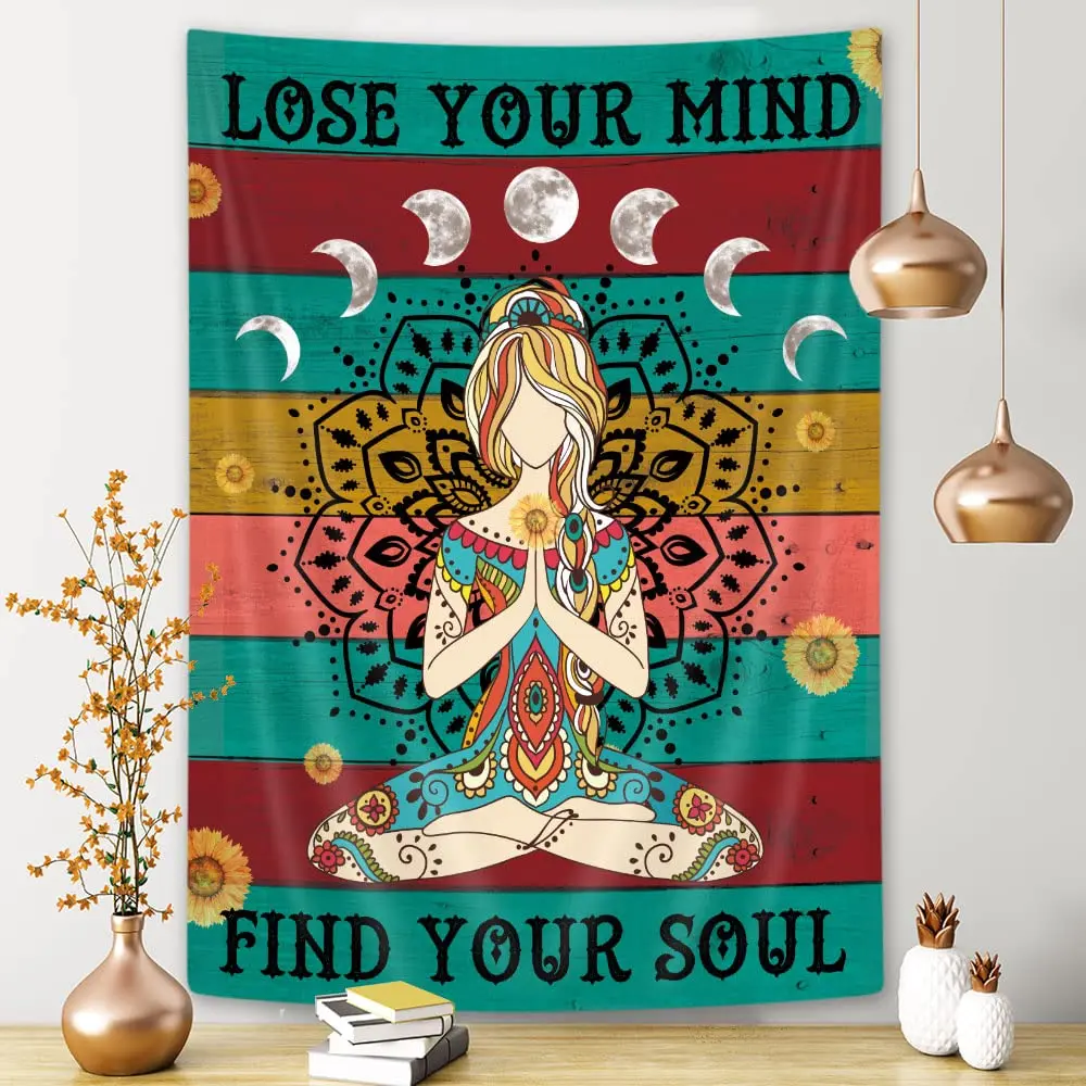 Chakra Meditation Tapestry Yoga Girl Mandala  Wall Hanging Spiritual  Quote,Boho Psychedelic  Art