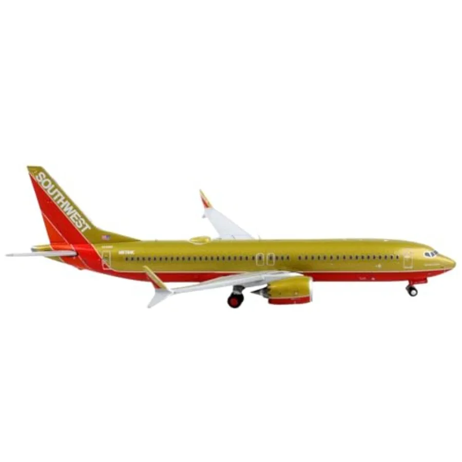 Southwest Airlines Boeing 737 MAX 8 gold retro livery model aircraft, die-cast metal, gold color, collectible display for aviat
