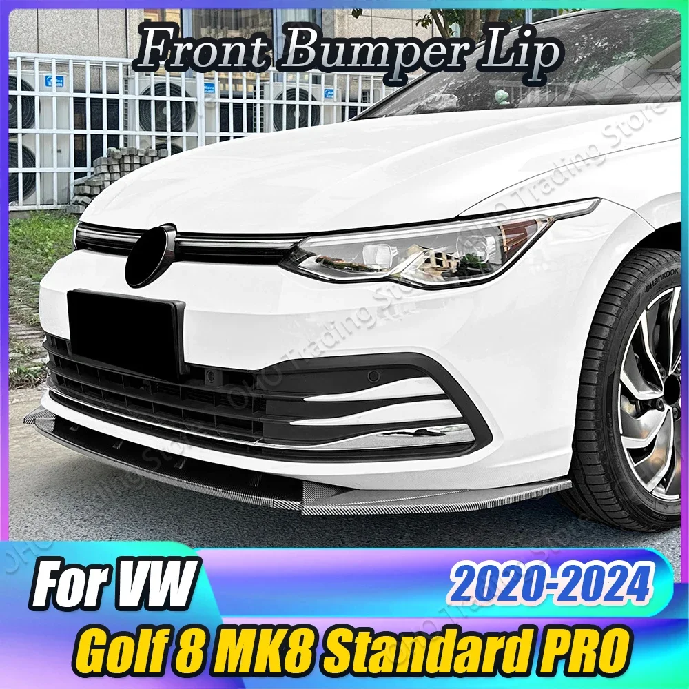 ABS Gloss Black Car Front Bumper Diffuser For Volkswage Golf 8 MK8 Standard Pro 2020-2024 Trim Spoiler Splitter Body Kits