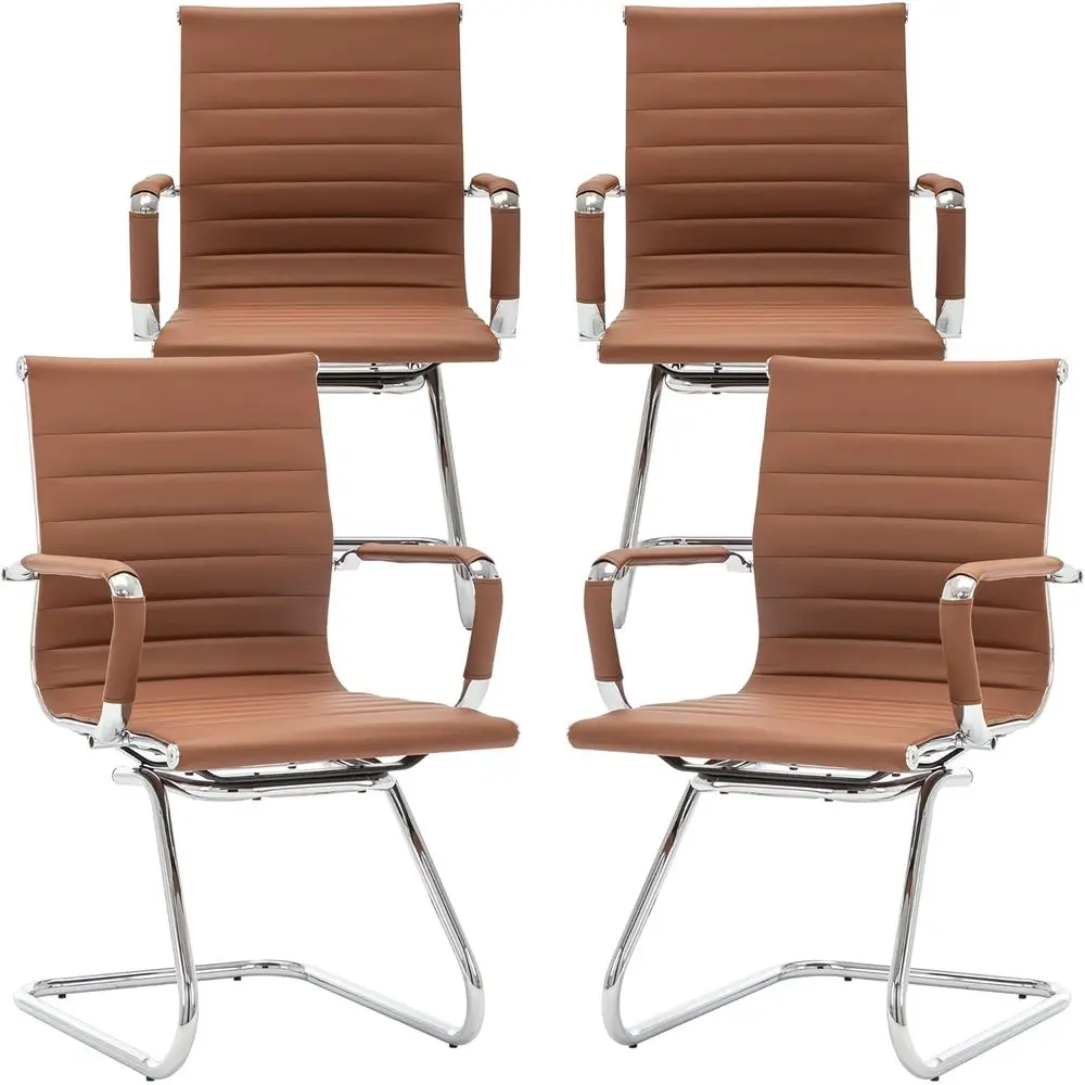 

Комплект из 4 эргономичных офисных кресел из искусственной кожи без колесиков для дома, офиса и конференц-залов