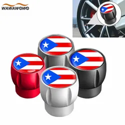 4 sztuk/zestaw Puerto Rico Flag emblematy trzonki zaworu, aluminiowe opony powietrza czapki z gumowym pierścieniem pasuje do uniwersalnych samochodów