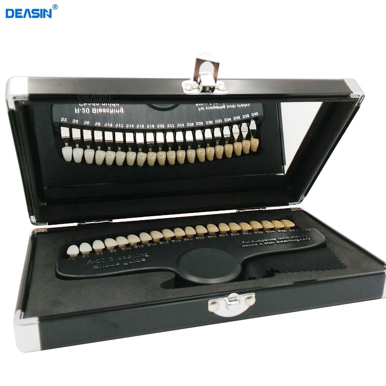 Dental 3D Shade Guide Chart Board Color Comparator with Mirror Teeth White Bleaching Dental Plate 20 Colors