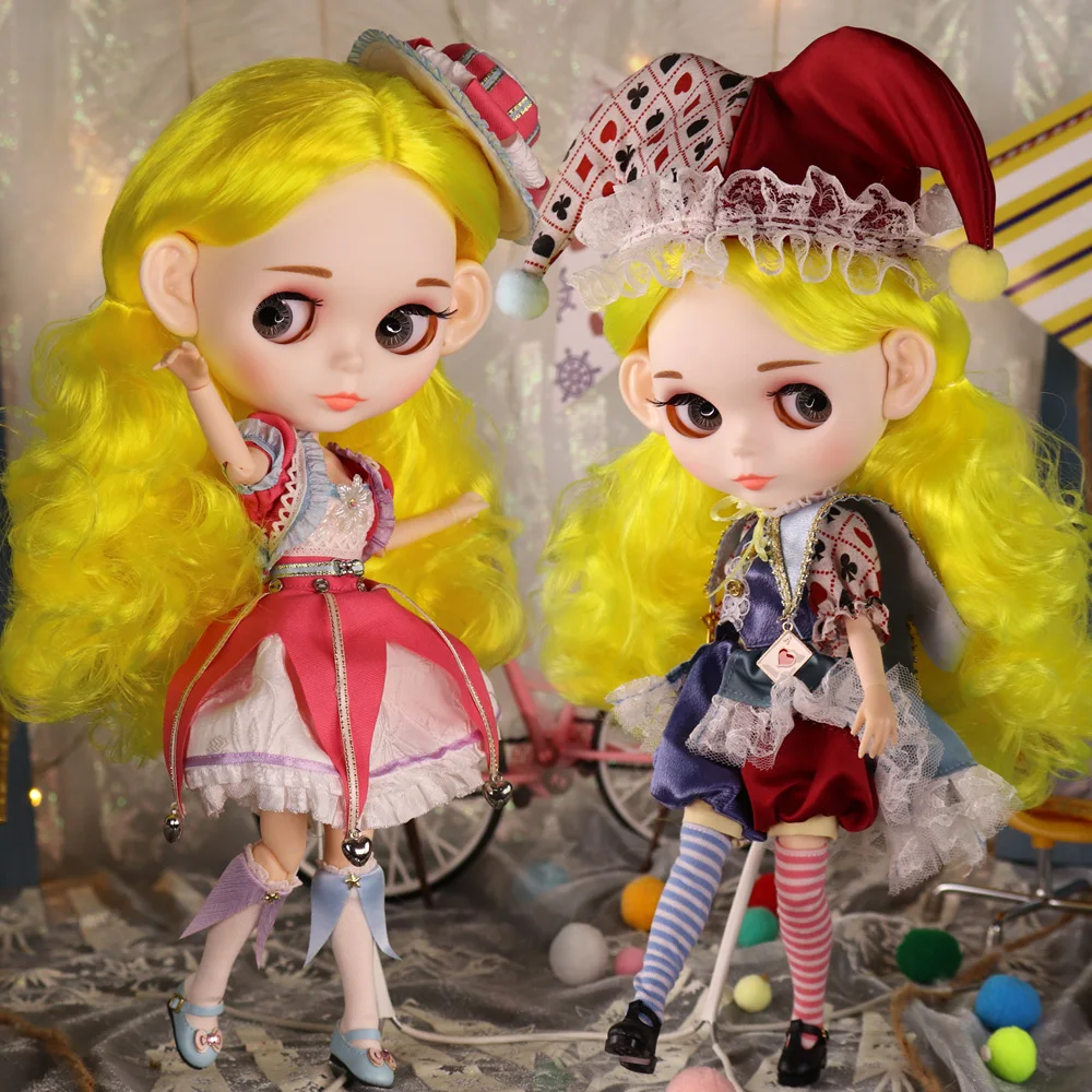 Joker Outfits For ICY DBS Blyth Dolls Clown Fairy Tale Dress with Headdress Suit 1/6 BJD Ob24 Anime Girl bratz