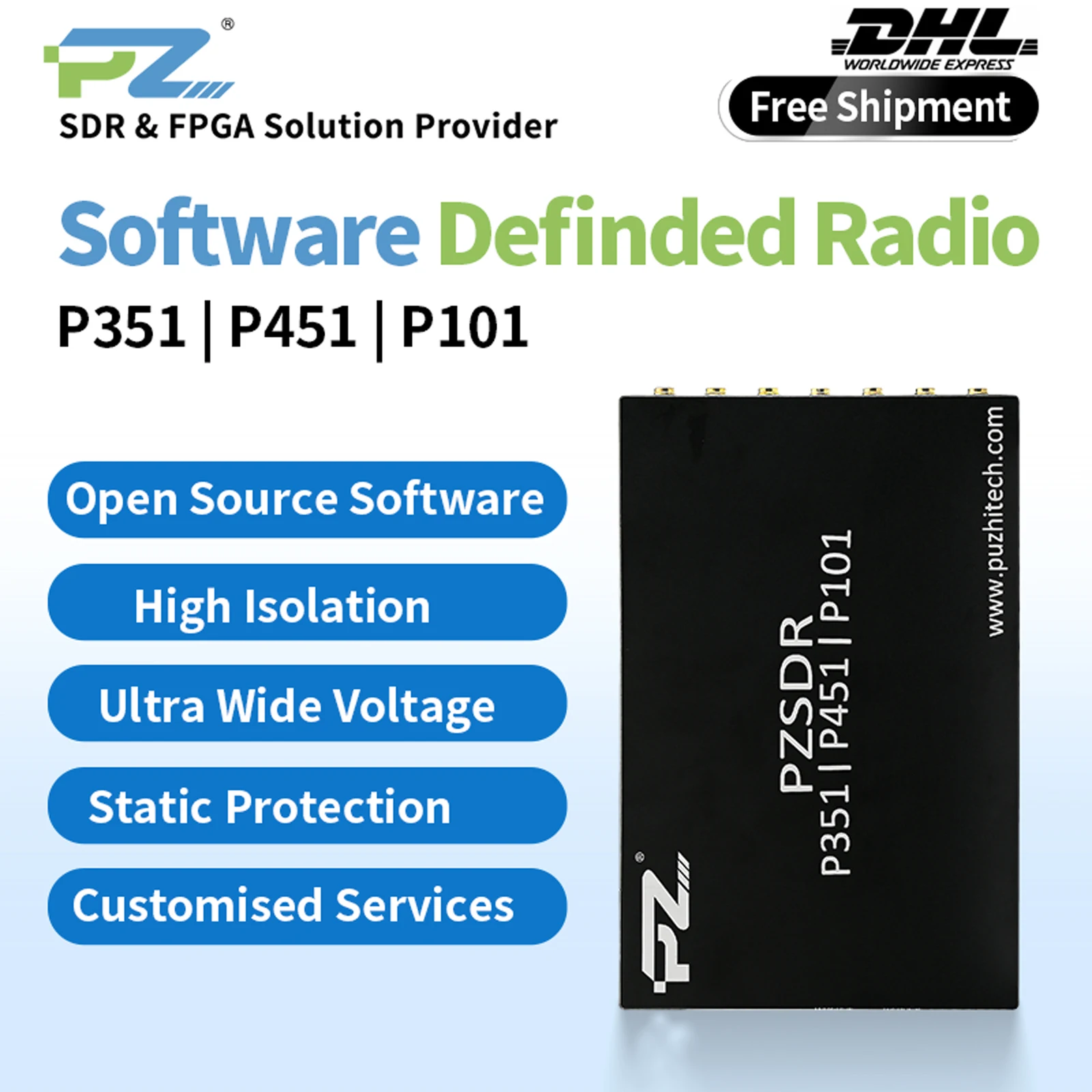 Puzhi Software Defined Radio PZSDR P351/P451/P101 Demo Board pluto ZYNQ7100 7045 7035 openwifi  SoC ADI AD9361 SDR Receiver