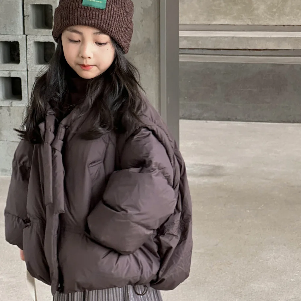 

Girls' Detachable Down Cotton Jacket, Korean Versatile Cotton for Children, Stylish Cotton Jacket Winter Coat Trend