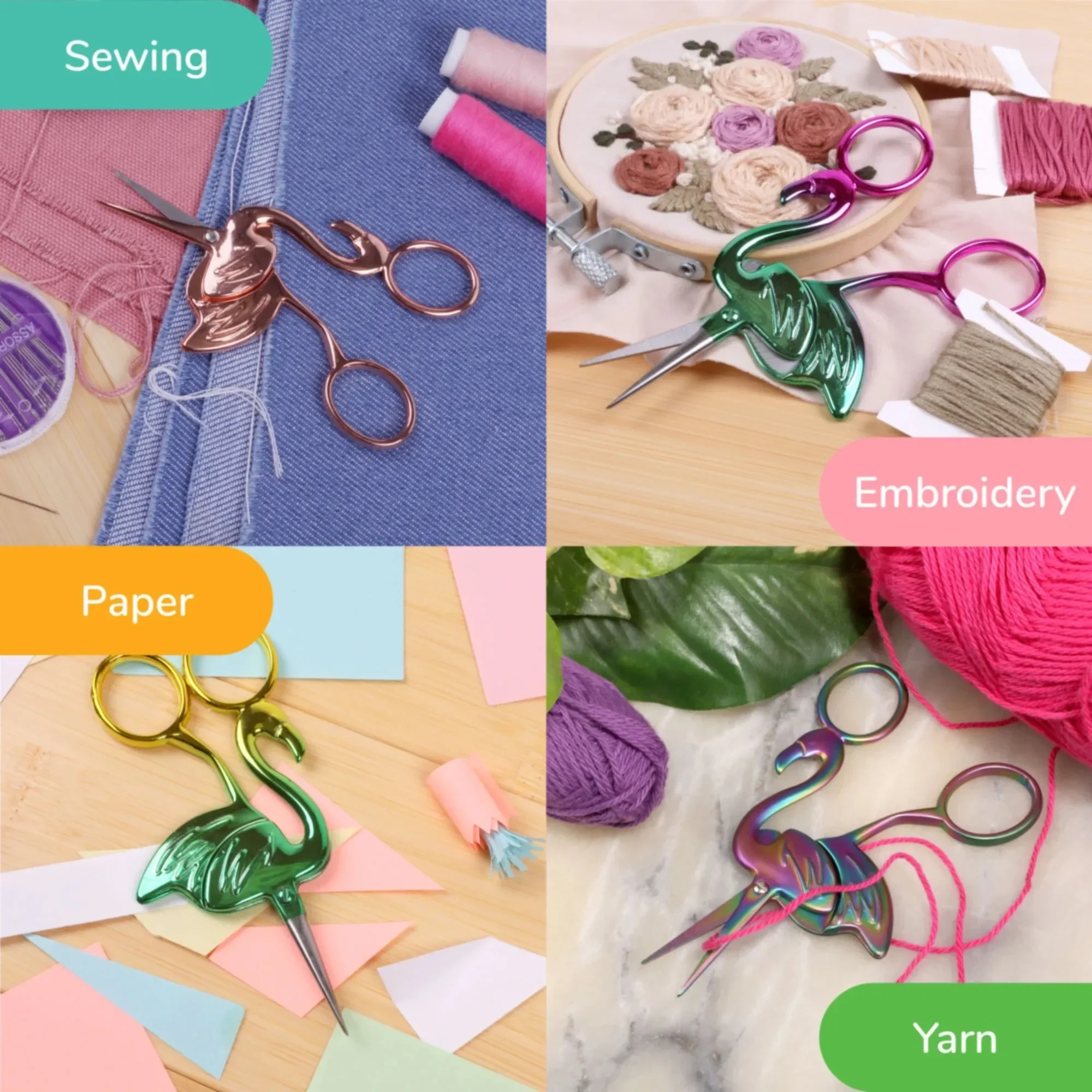 JubileeYarn フラミンゴ クラフト刺繍はさみ - ピンク - 1 ペア