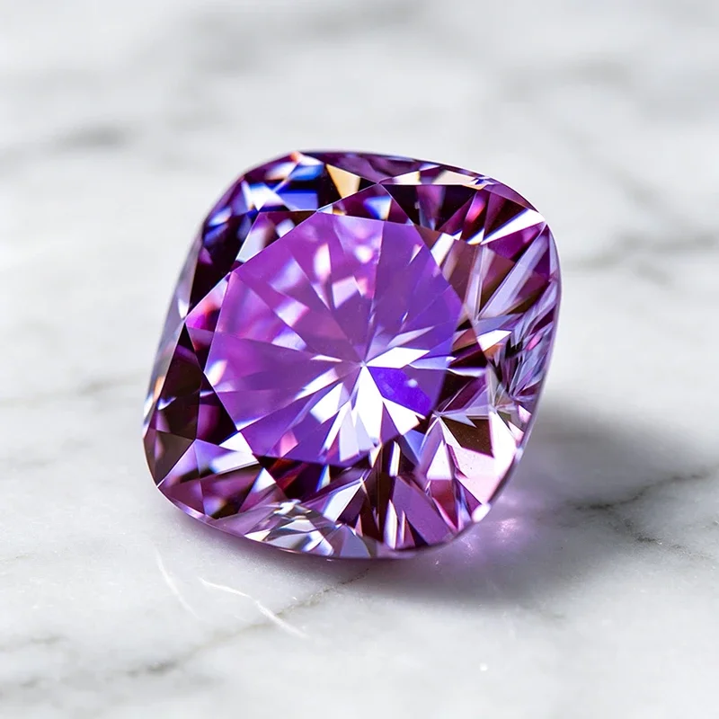 Moissanit-Stein im Kissen-Schliff, Sakura-Pink, Edelstein für DIY-Schmuckherstellung, bestandenem Diamanttest, mit Zertifikat – Detail 4