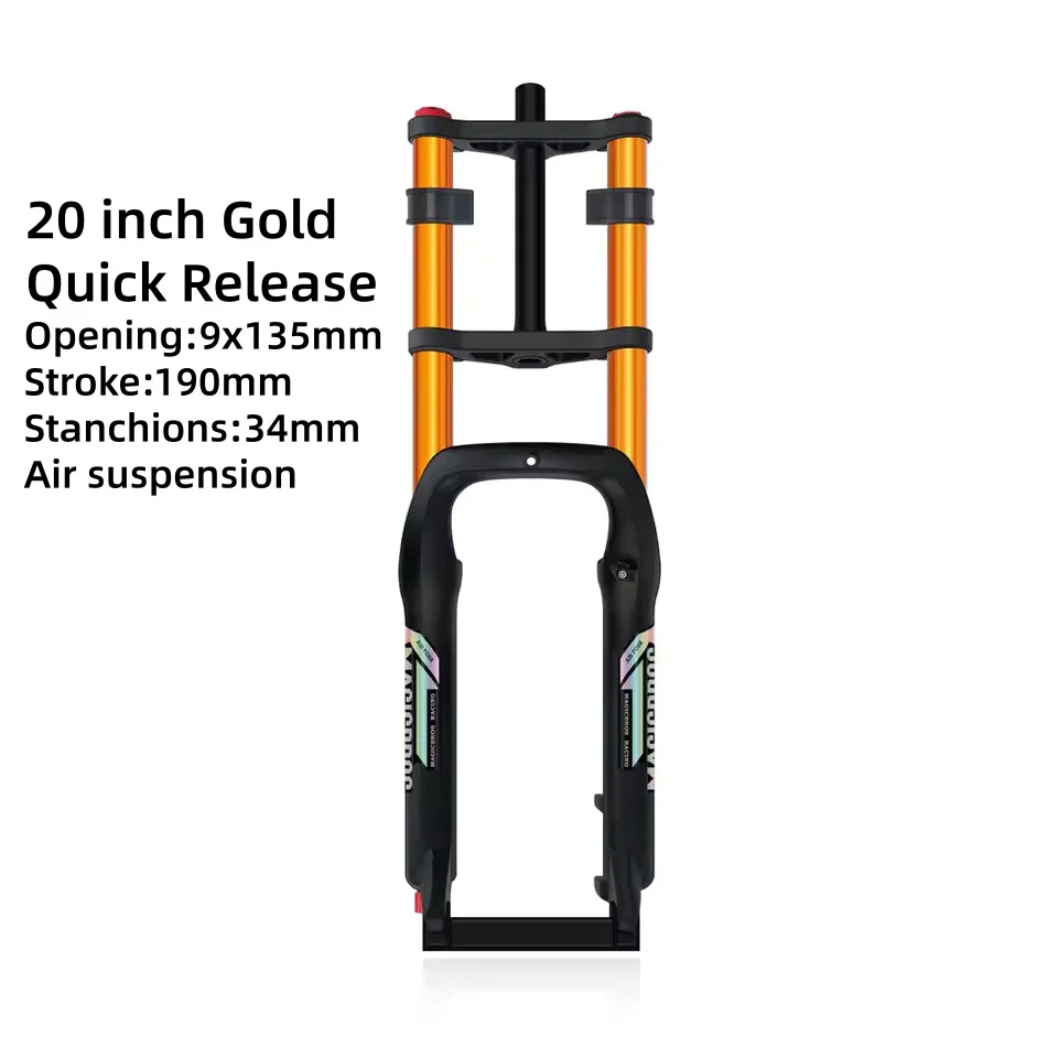 MAGICBROS 20"/26" *4.0 Dual Schouder Luchtvork voor Strand Sneeuwfiets Elektrische fietsen Dubbele Kroon Vork QR/Thru-As Reizen 190MM