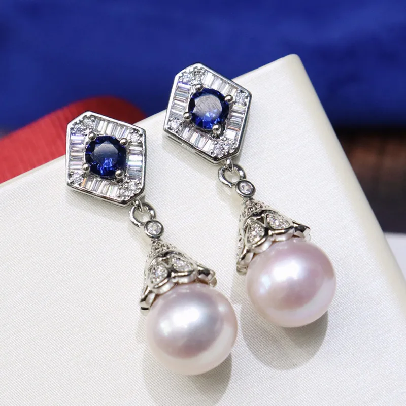 

New Large Freshwater Pearl Stud Earrings 10-11mm Perfect Round Slightly Flawed Strong Luster Vintage Simple Versatile Earrings 1