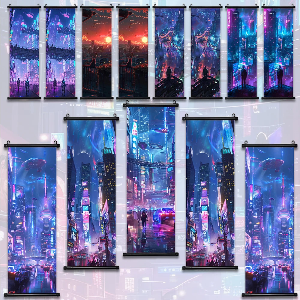 

Cyberpunk City Wallpaper Comic Wall Artwork Canvas Painting Picture Print Home Decoration Art Gaming Room Hanging Scroll Poster