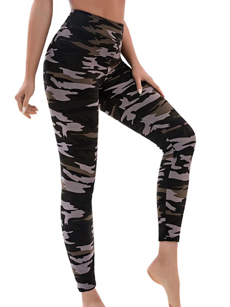 YSDNCHI Women Leggings High Elastic Skinny Camouflage Legging Slim Army Green Jegging Fitness Leggins Gym Sport Pants