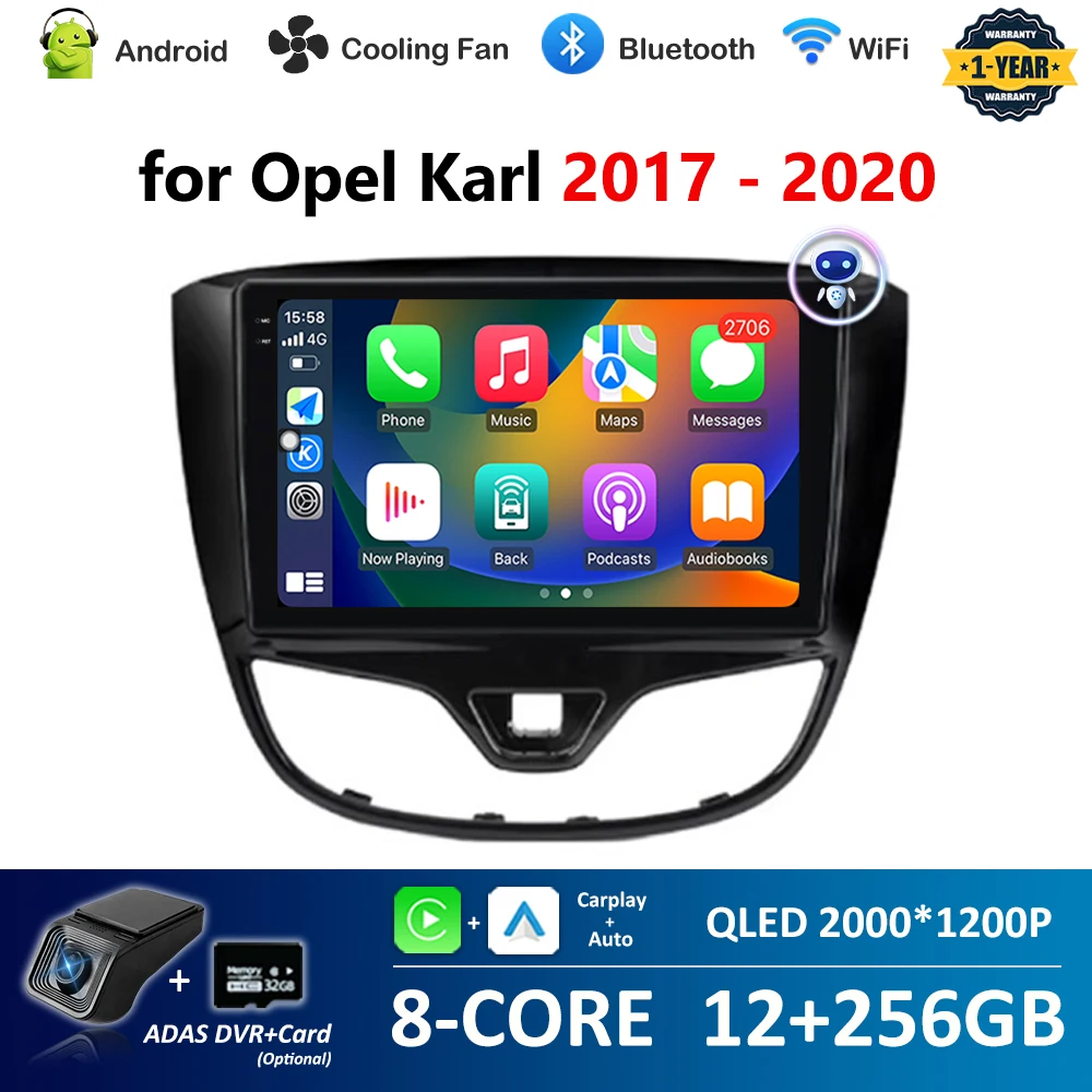 Car Video Multimedia Player DSP Stereo 2.5D Screen for Opel Karl 2017 - 2020 Navi GPS Android System WiFi Head Unit Bluetooth