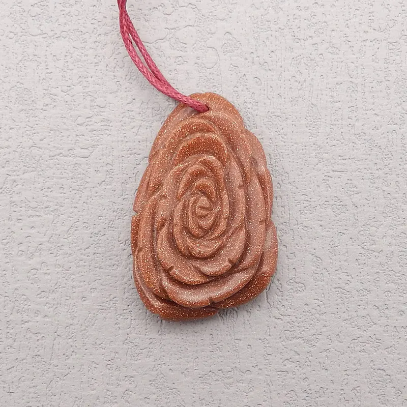 Natural Stone Red Sand Sun Sitara Carved Flower Pendant Bead for Women,Semi-precious Stone DIY Fashion Jewelry Accessories