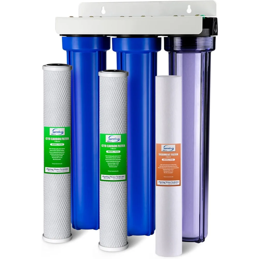 Whole House Water Filter System, Reduces Chlorine,Sediment,Taste,Odor, 3-Stage Water Filtration System W/ 20