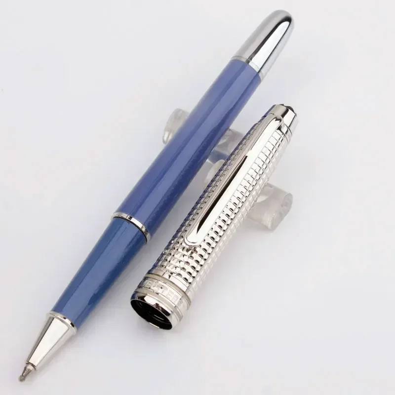 أعلى جودة قبعة فضية زرقاء عميقة عالية الجودة قلم حبر جاف MB الكتابة اللوازم المكتبية المكتبية مع الرقم التسلسلي