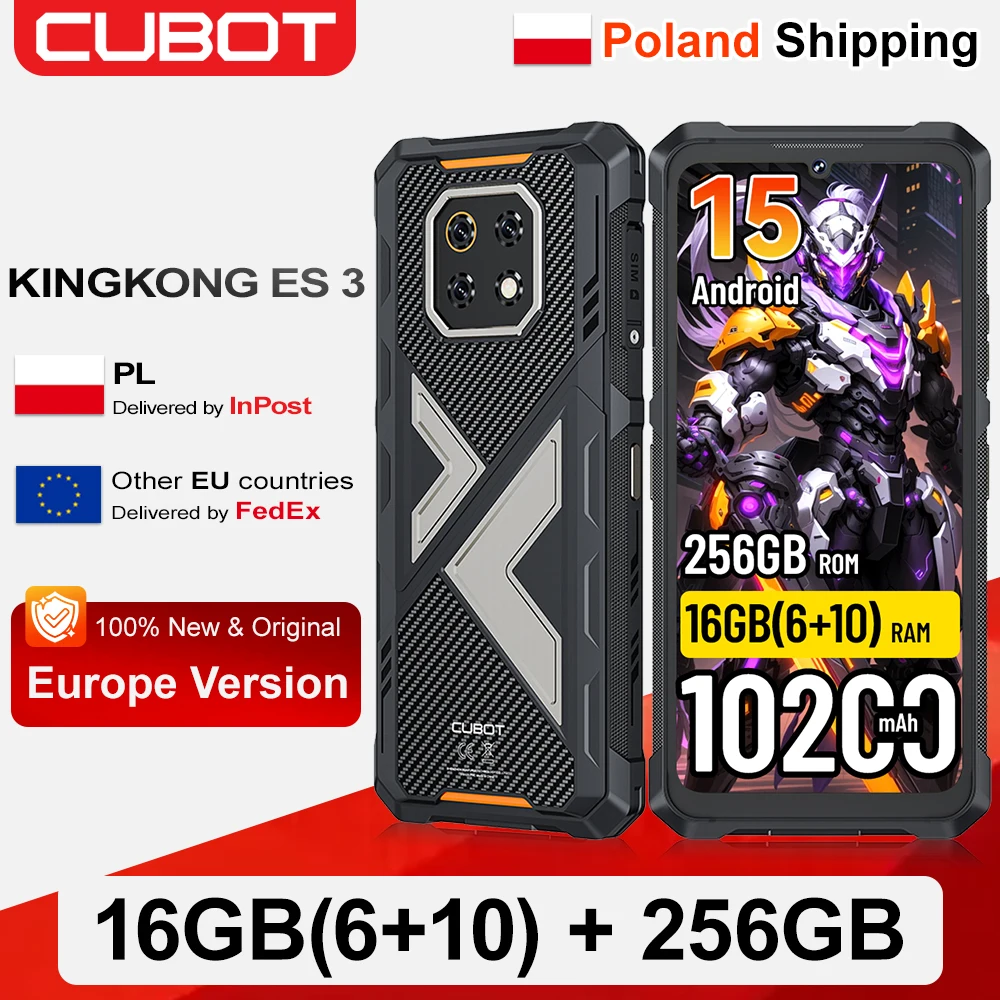 [Versand aus Polen] Cubot KingKong ES 3 Android 15 Robustes Smartphone 10200mAh 16GB(6+10)+256GB 6,745'' 4G Mobiltelefon NFC