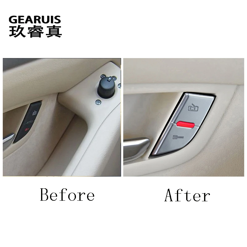 Car Styling For Audi A8 D3 2004-2007 Front Central Door Lock Unlock Switch Cover Button Cap Sticker Interior Auto Accessories