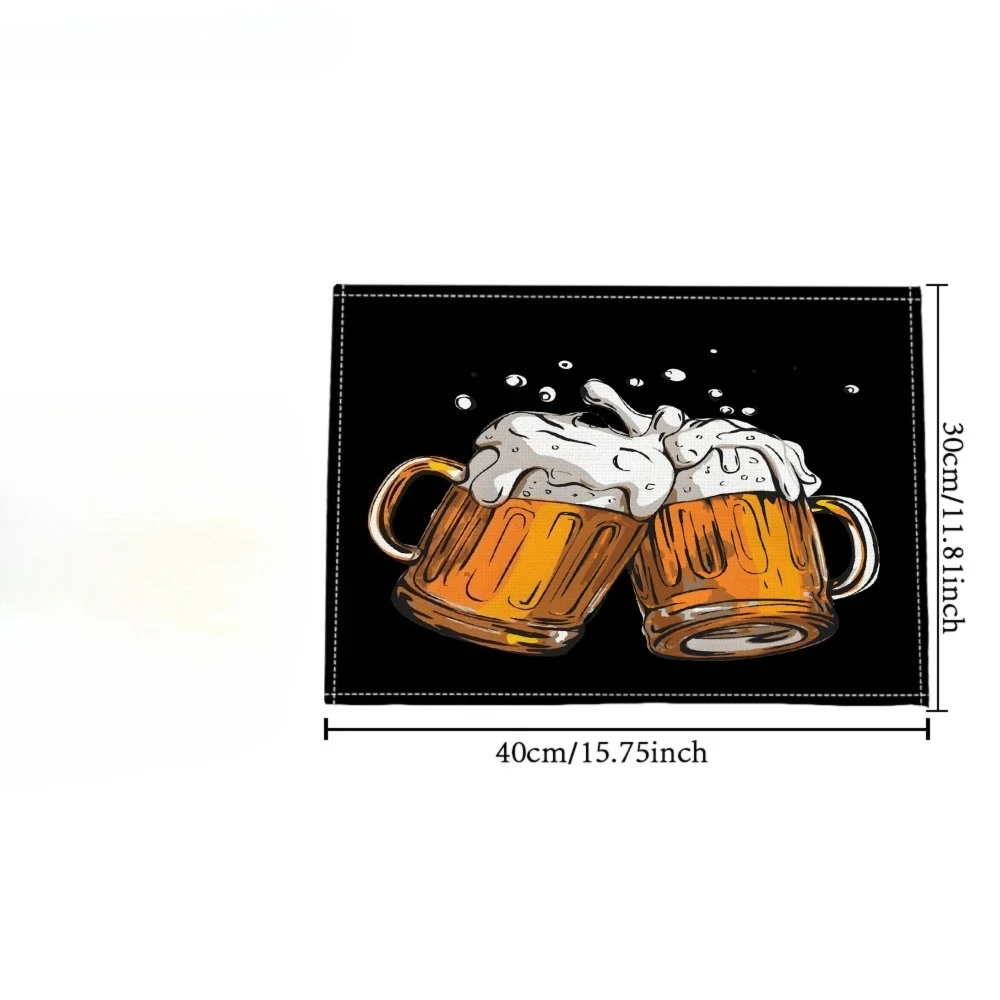 Beer Mug Foam Print Placemats, Practical & Stain-Resistant, Festive Dinner Atmosphere Placemats