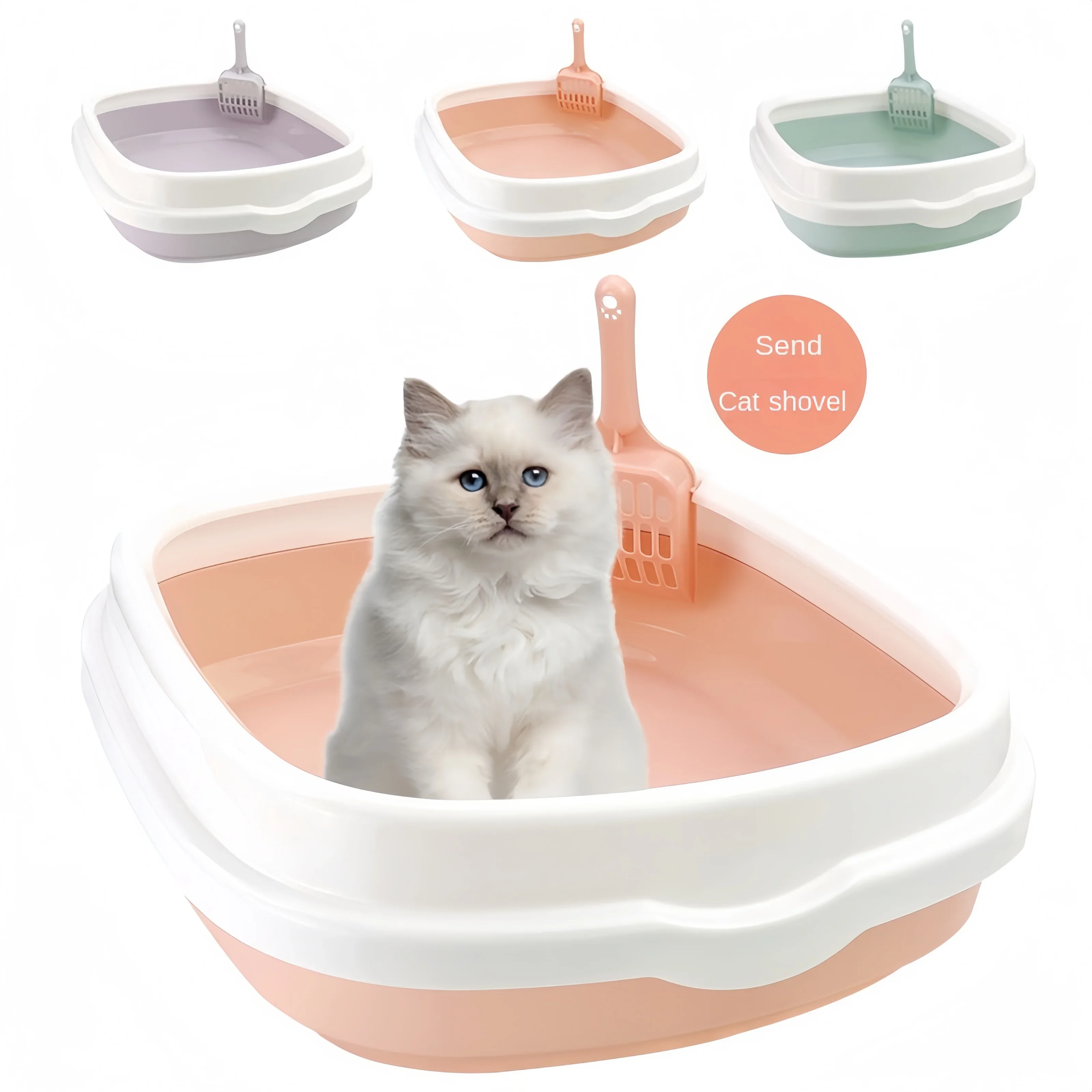 Large Capacity Pet Cats Sandbox Can Be Pulled Closed/Semi Closed Splashproof Easy Cleaning Installation Design Sense Cat Toilet