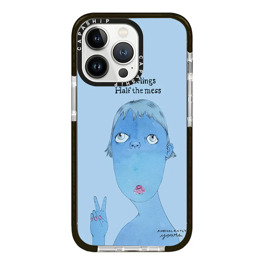 Cartoon Abstract Eyes Looking Up Girls Case For iPhone 15 14 13 12 11 Pro X XS XR Max 7 8 Plus SE Soft TPU Shockproof Back Cover