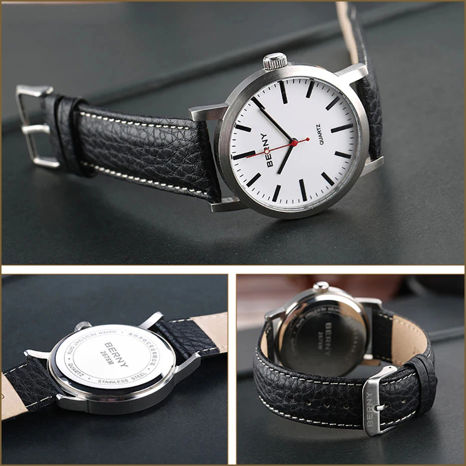 Imagem -06 - Berny Relógio Masculino de Luxo Masculino Quartzo Relógios Zegarek Meski Relógio Masculino Otan Strap Relógio de Pulso Montre Homme à Prova Impermeável Água Casual Relógio Masculino