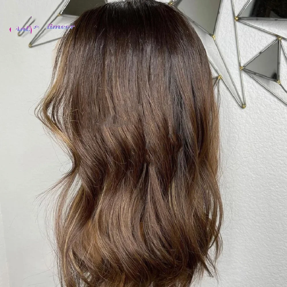 5x5 Silk Base 28inch Ombre Brown Body Wave Glueless Jewish Human Hair Wig With Baby Hair HD Lace European Hair Preplucked