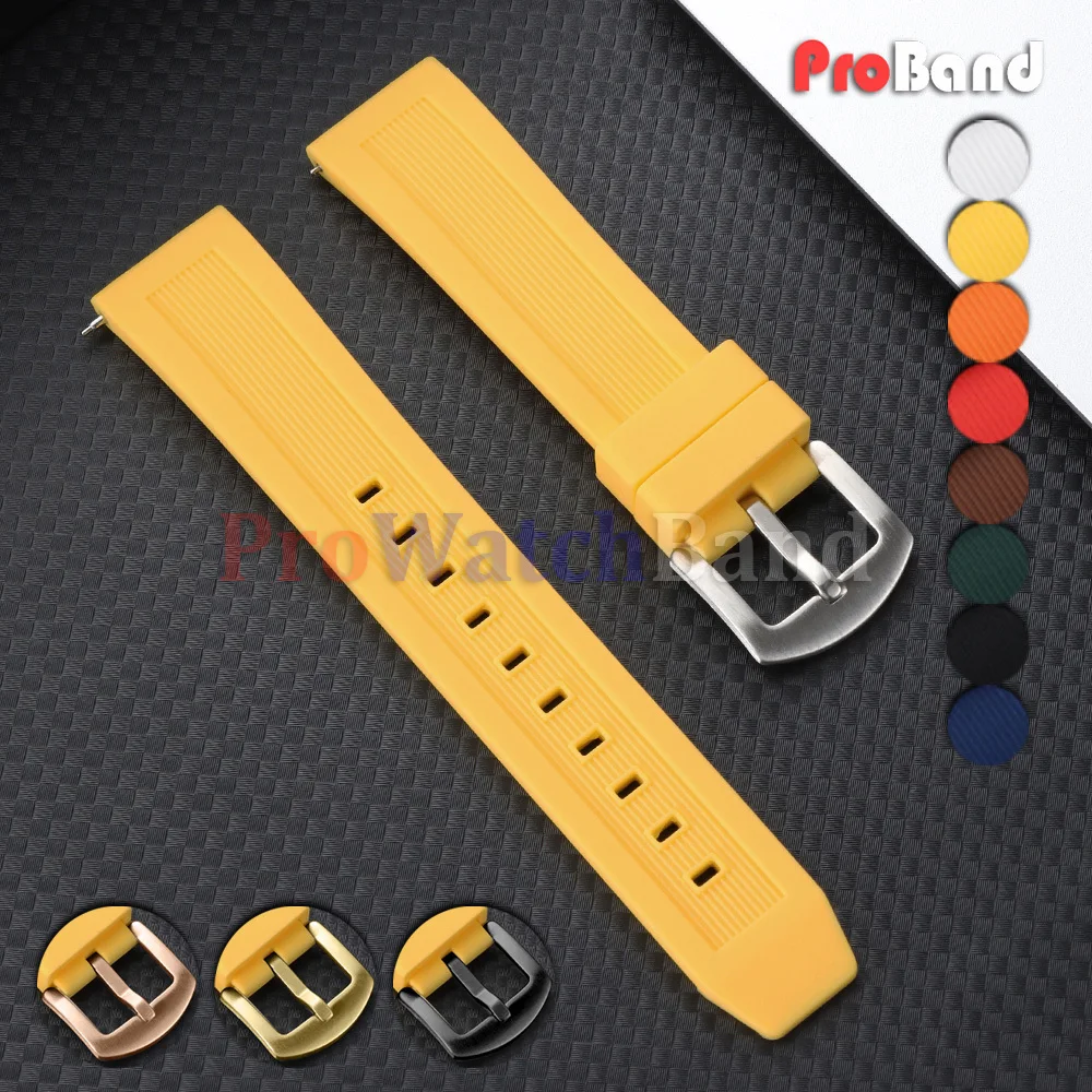 

Quick Release Silicone Watch Straps 20mm 22mm Black Yellow Orange Rubber Wristband for Seiko for Smartwatch Men Women Bracelets