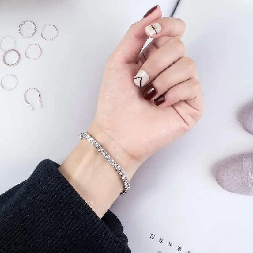 Real 925 Silver Classic 15-21CM Tennis Bracelets Jewelry 2mm 3mm 4mm 5A Zironia Eternal Wedding Luxury Sterling Silver Bracelet