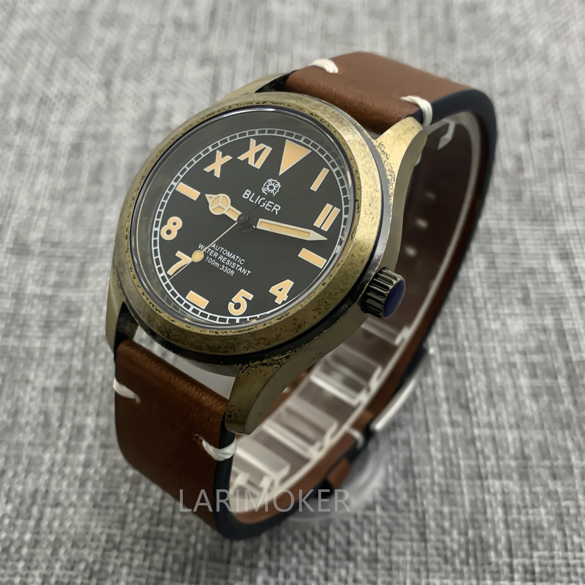 BLIGER 36mm 39mm Vintage Bronze automatic movement 10ATM Waterproof C3 Super luminous Sapphire Flying Watch