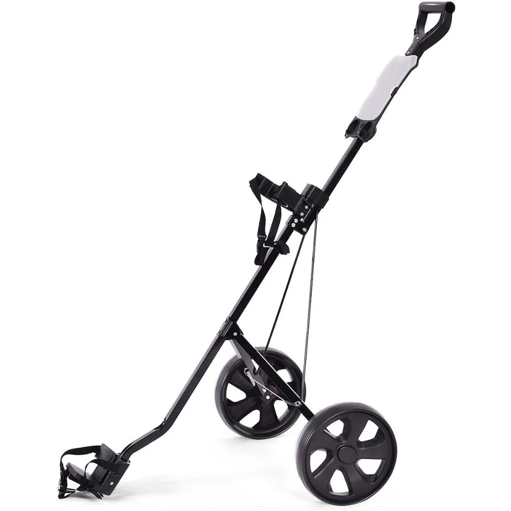

Golf Cart, 2 Wheel Foldable Golf Trolley Push Pull Cart with Scoreboard, Multifunctional Golf Cart Quickly Opened and Closed