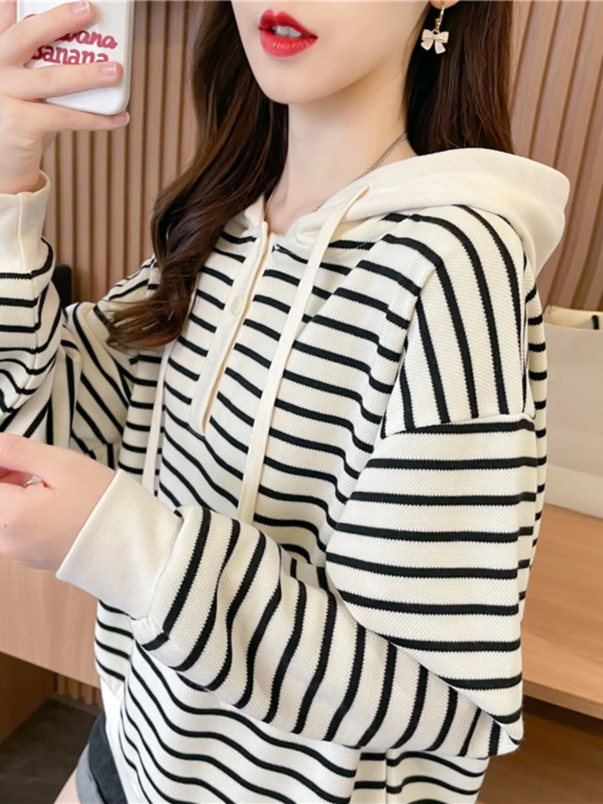 

Милые толстовки с капюшоном, женские черные вязаные корейские базовые большие молодежные толстовки среднего возраста, свитшоты, новые милые