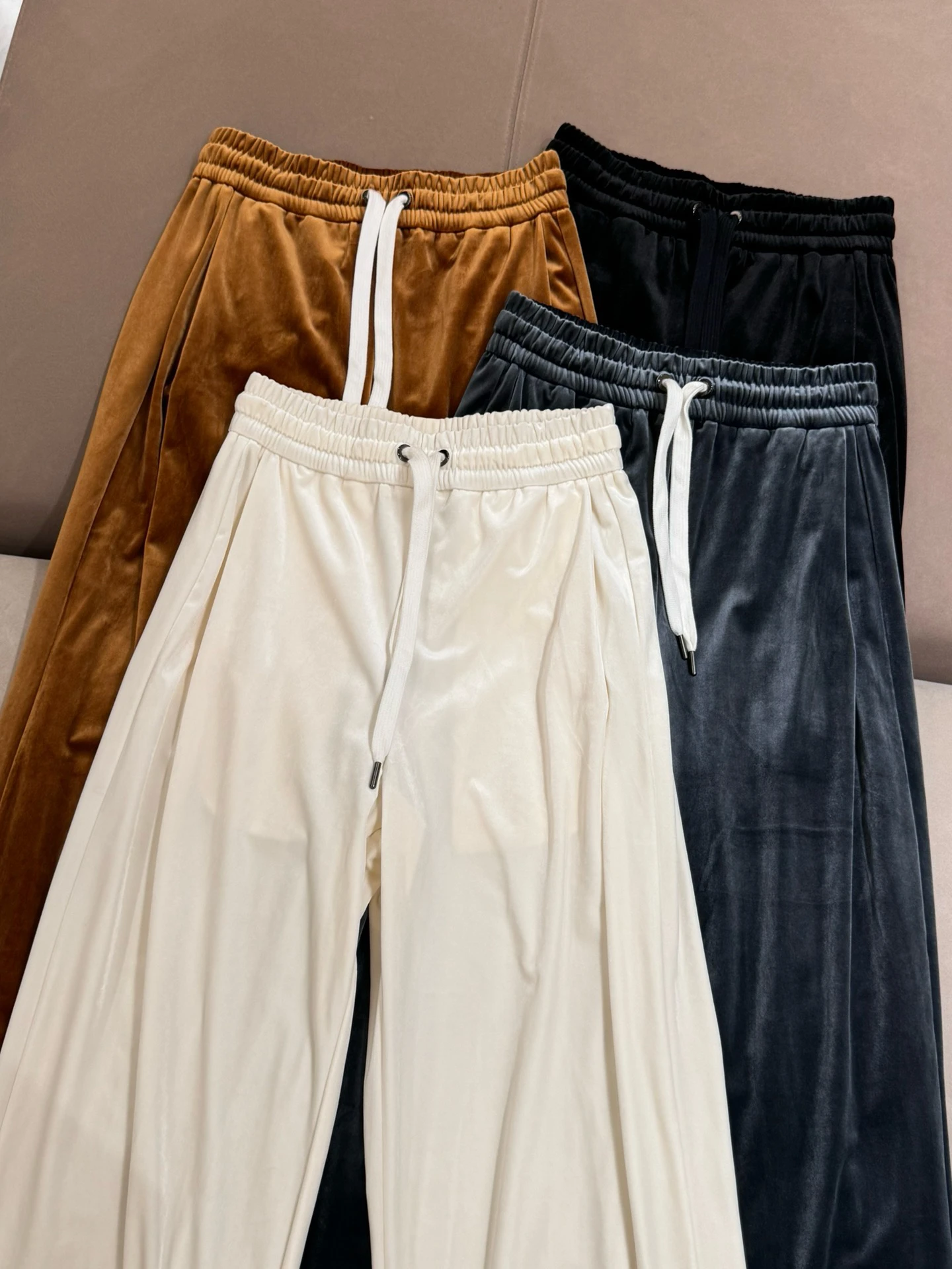 Autumn Winter 2024 Women's Wide Leg Pants High Waist Drawstring Trousers