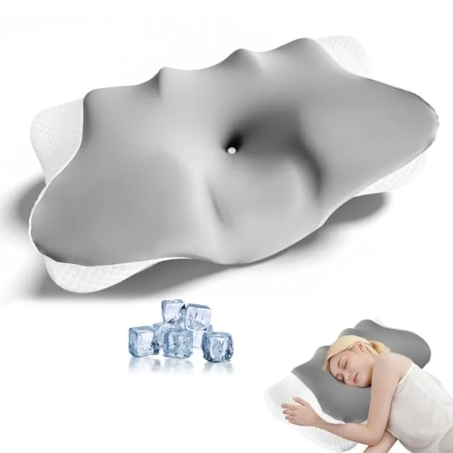 

Side Sleeper Pillow for Neck Pain, 2 in 1 Height Soft Contour Pillows for Side Sleepers with Breathable Ice Silk Fabric, Queen