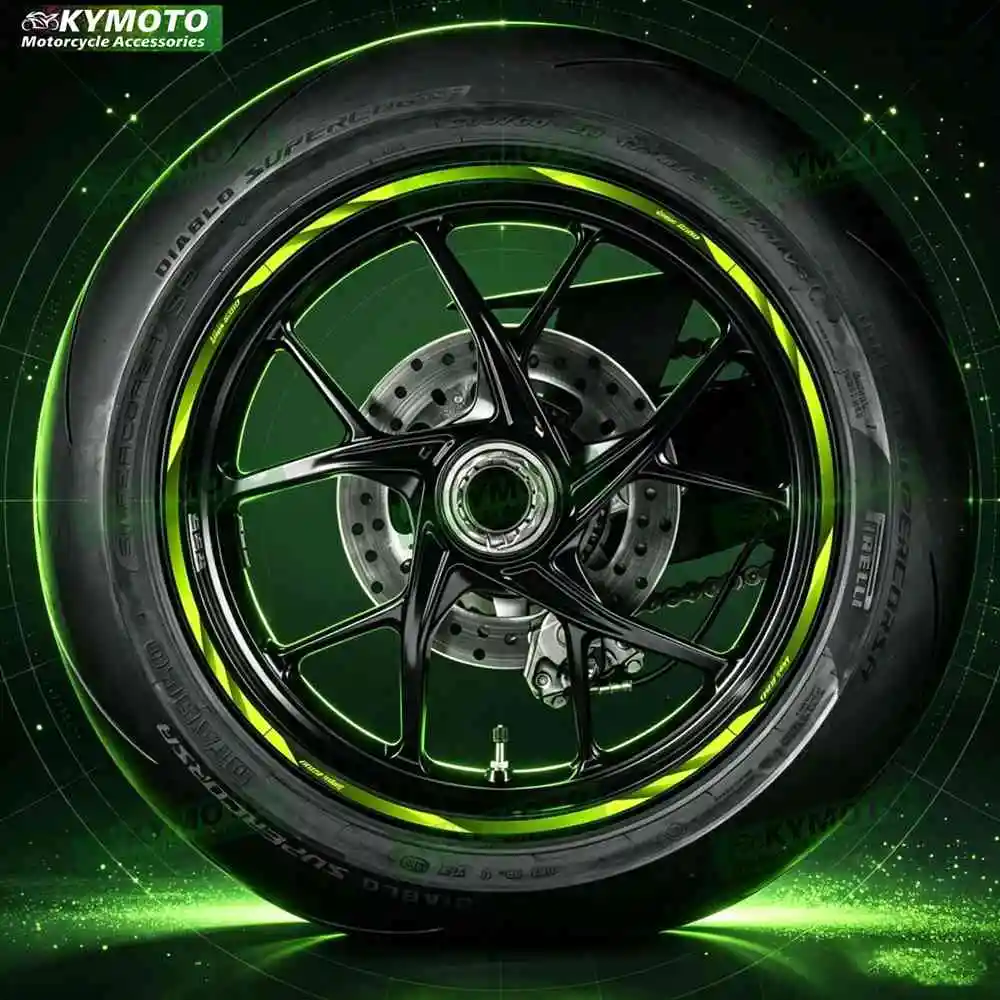 Reflective motorcycle wheel decals waterproof wheel wraps rim stripes 17-inch fairing modification for NINJA 300 400 ZX-10R 25R