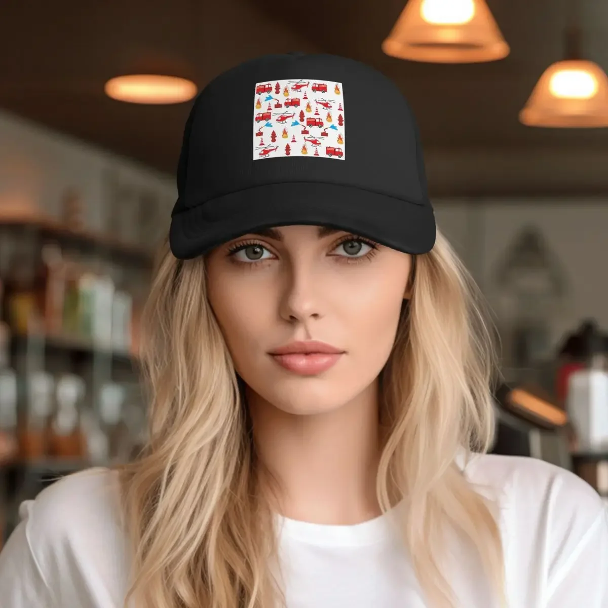 Red Transport Fire Truck Engine Brigade Mesh Baseball Caps Snapback Fashion Baseball Hats Breathable Casual Casquette