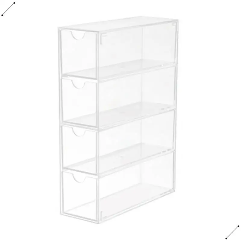 Glasses Storage Box Acrylic Eyeglass Case Clear Eyeglass Holder 4 Layers Large Glasses Organizer Box Durable Easy Install