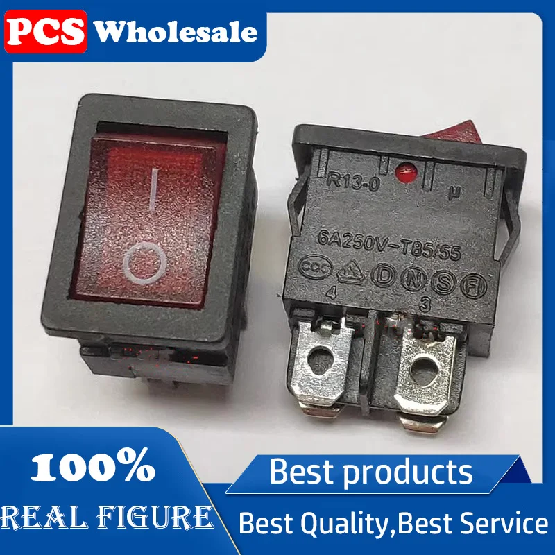 Original authentic R13-0 4-pin 2-speed on/off red power switch 6A250V T85/55 21*15mm