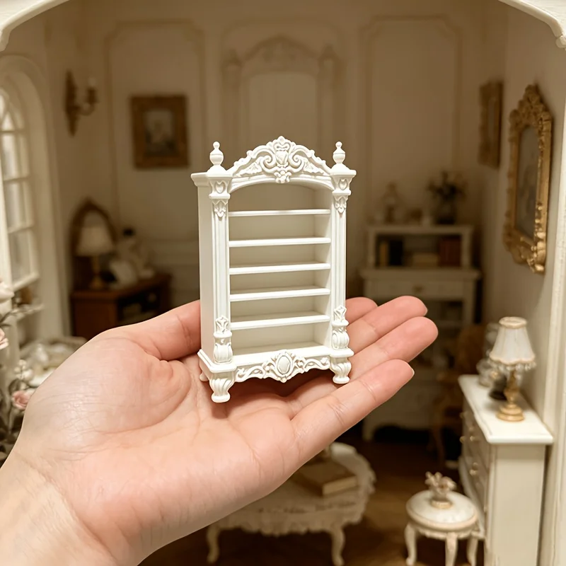 1:12 Scale Vintage Rococo Miniature Display Cabinet 3D Printed Ornate Dollhouses Shelf Mini Furnitures Ornaments for Doll Houses